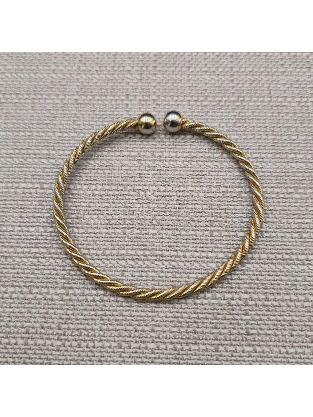9 Inch Two-Tone Twisted Cable Torc Bangle Bracelet B1525